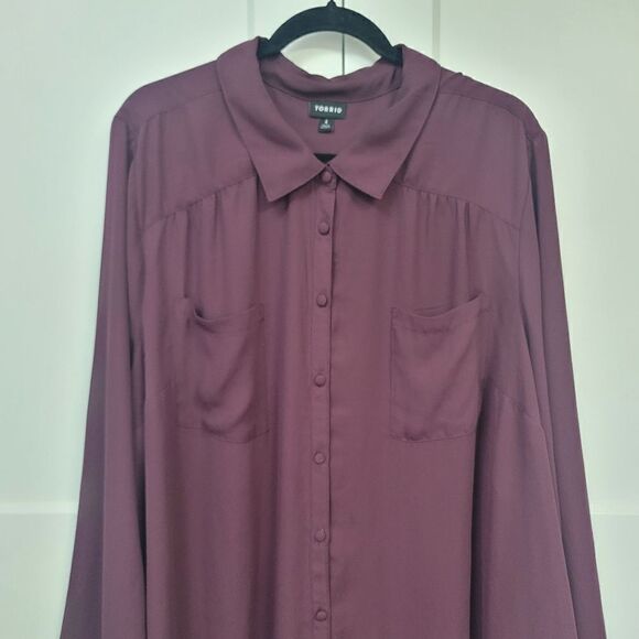 Torrid Madison georgette button-up long sleeve shirt, 4 - Picture 12 of 13